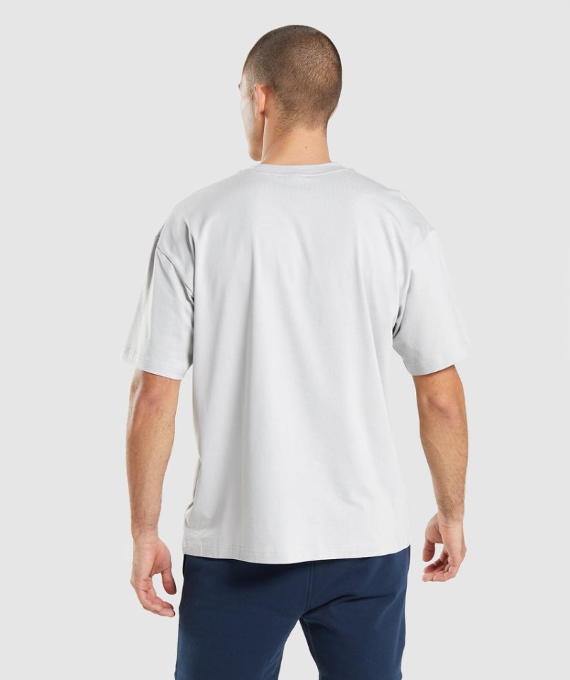 Men's Gymshark Essential Oversized T-Shirts Light Grey | NZ 5UNFZM